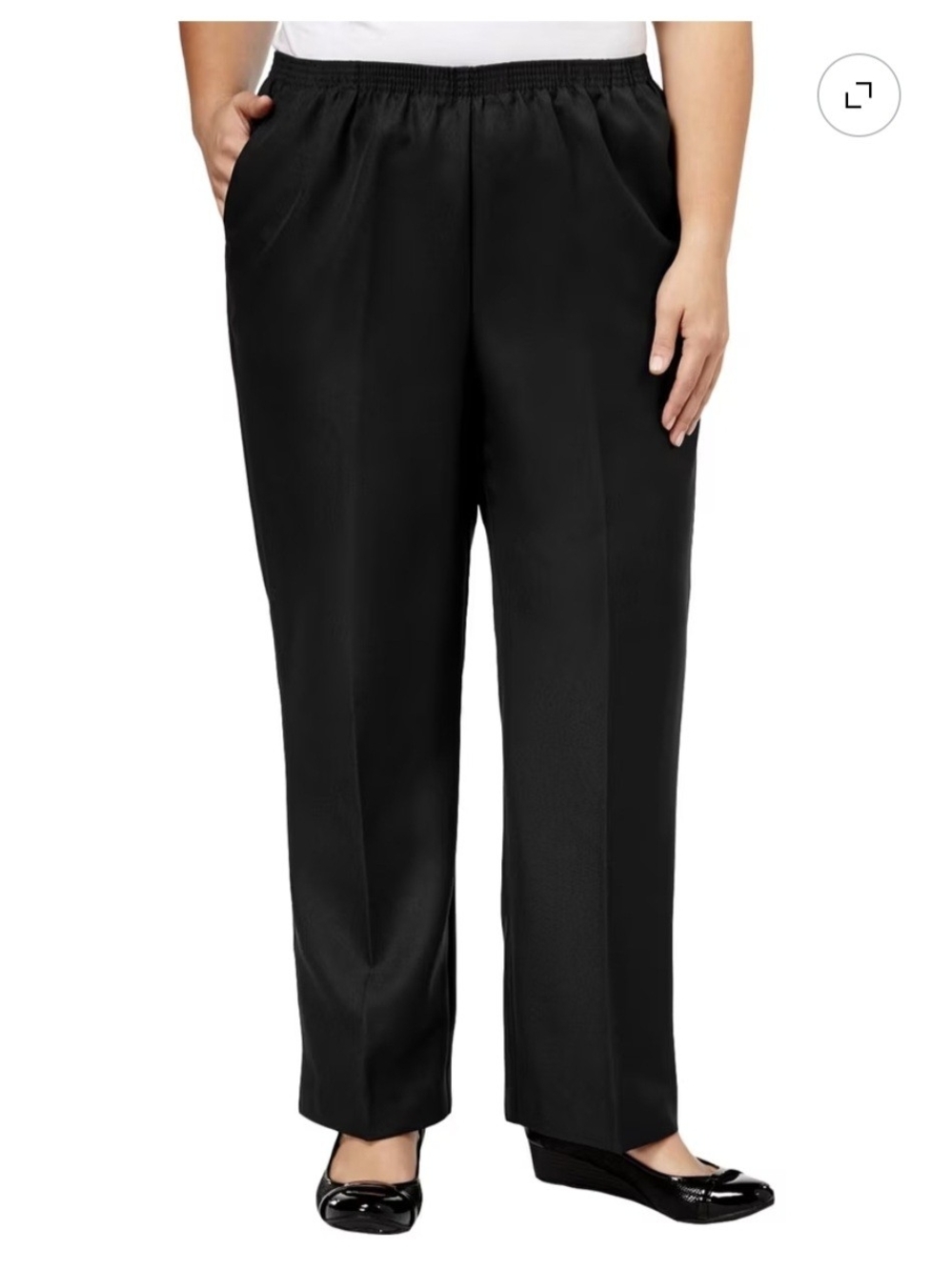 Alfred Dunner Black Pull-On Straight-Leg Pants
